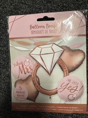 Balloon Bouquet Ring & Hearts Bridal Balloon Set - Pink / Rose Gold